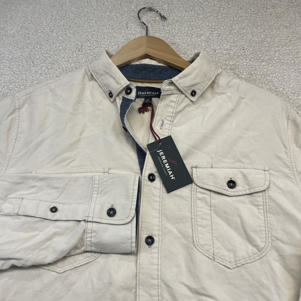 Jeremiah Shirt Mens M Cream Corduroy Long Sleeve Button Down Pockets 1219‎